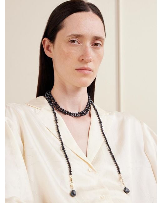 Lucy Delius Natural 14-Karat, Pearl And Diamond Beaded Necklace