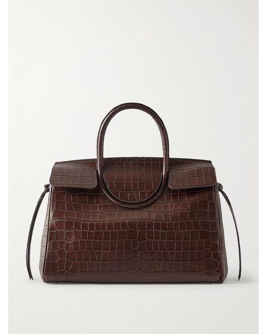 Staud Brown Maude Croc-Effect Leather Tote