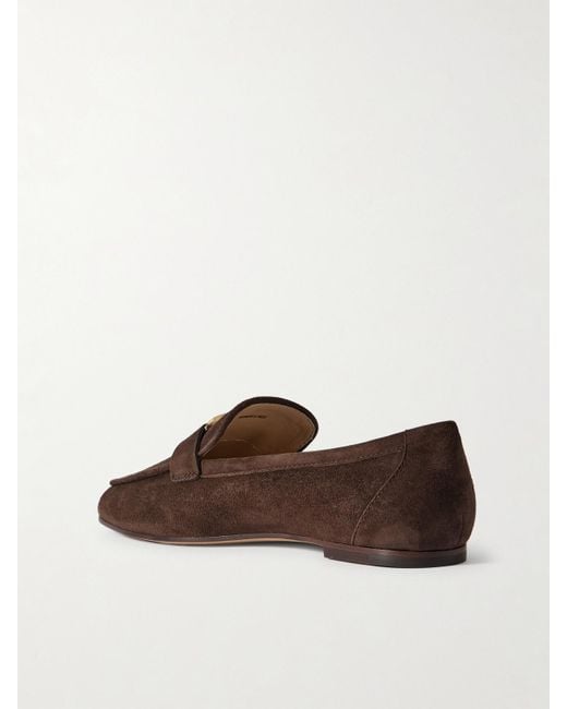 Tod's Brown Loafers Aus Nubukleder Mit Verzierung