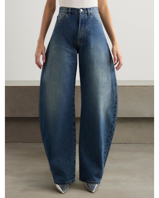 Alaïa Blue High-Rise Barrel-Leg Jeans