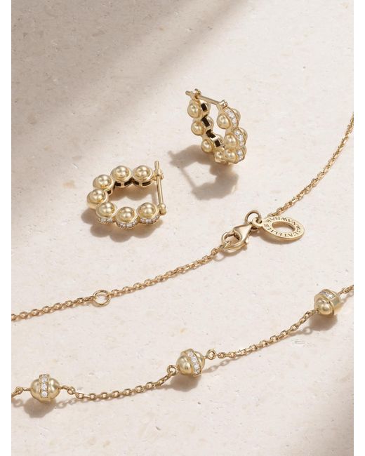 L'Atelier Nawbar Gray Set Aus Ohrringen Und Einer Kette Aus 18 Karat Mit Mehreren Steinen
