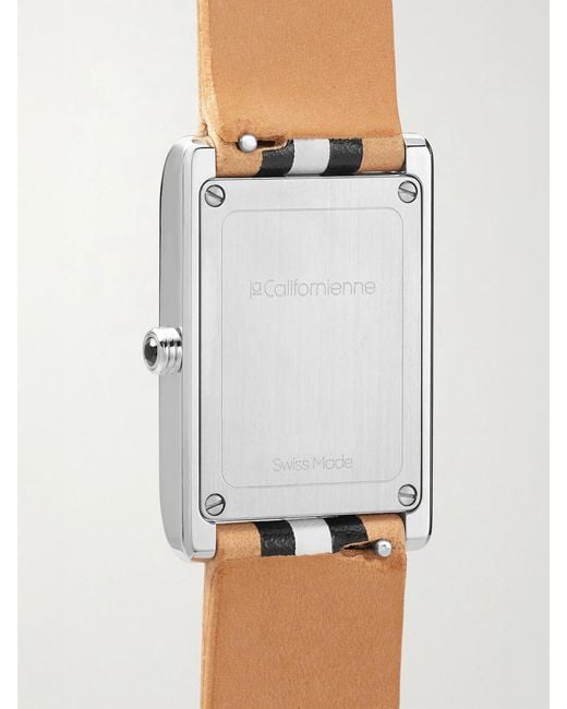 La Californienne White Daybreak 24Mm Steel Striped Leather Watch