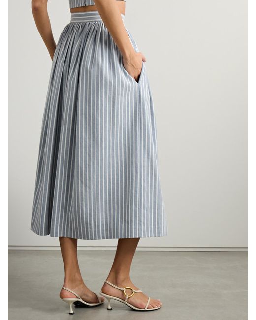 Adam Lippes Blue Bryce Gestreifter Midi-Jeansrock