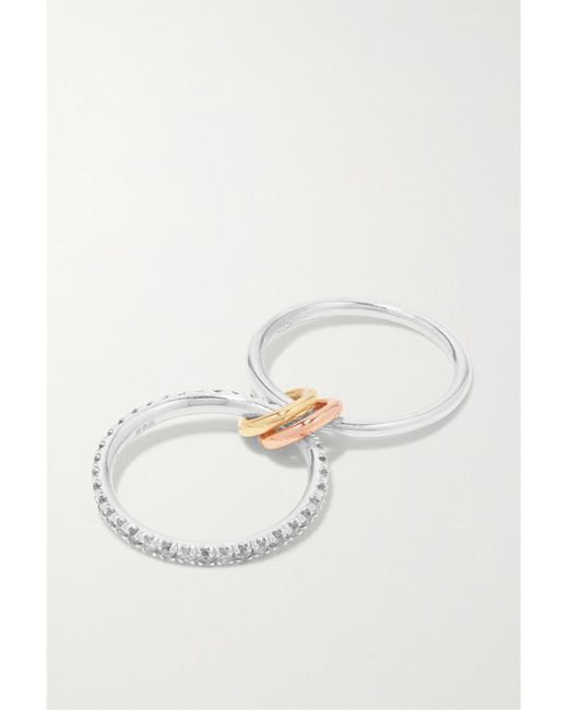 Spinelli Kilcollin Metallic Marigold Set Of Two Sterling And 18-Karat And Rose Diamond Rings