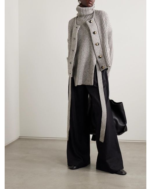 Proenza Schouler Gray Azura Ribbed Wool Cardigan