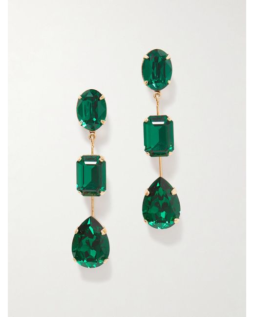 Jennifer Behr Green Allanah-Plated Crystal Earrings