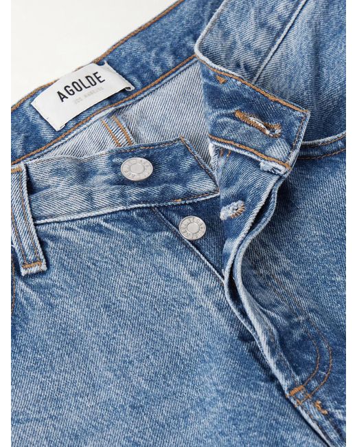Agolde Blue V-Waist Baggy Halbhohe Jeans Mit Geradem Bein