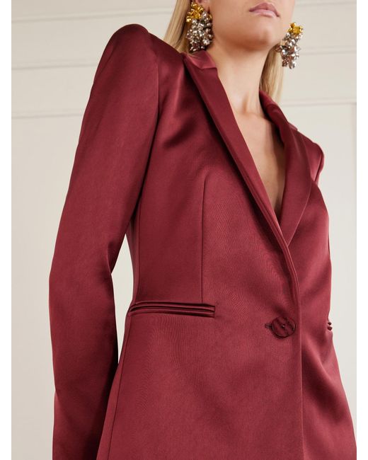 Galvan Red Sculpted Satin Blazer
