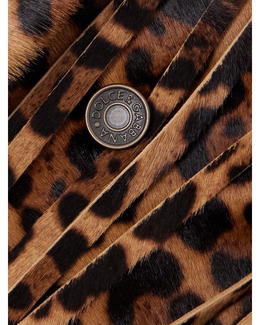 Dolce & Gabbana Brown Fringed Leopard-Print Calf Hair Jacket
