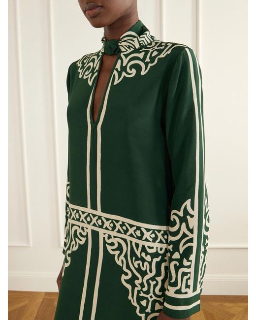 Johanna Ortiz Green The Windborne Silk-Crepe De Chine Maxi Dress