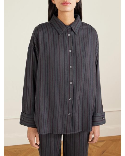 The Elder Statesman Blue Striped Wool And Cashmere-Blend Twill Shirt