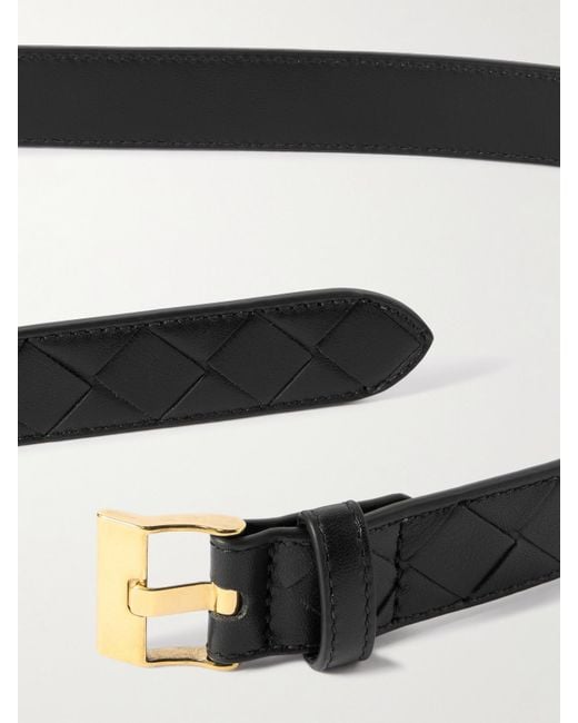 Bottega Veneta Black Intrecciato Leather Belt
