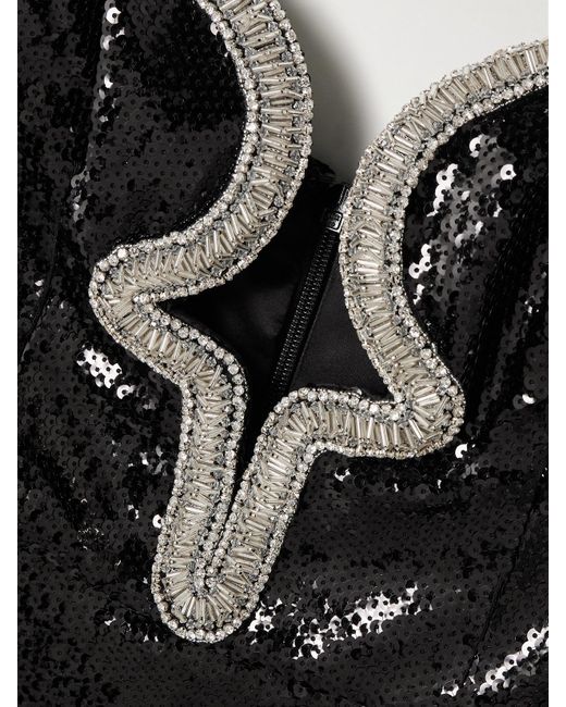 Rebecca Vallance Black Lyra Cutout Embellished Sequined Stretch-Jersey Gown