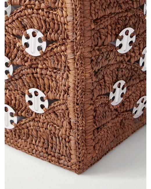 Rabanne Brown Embellished Sac A Main Raffia Tote Bag