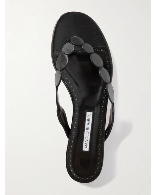Manolo Blahnik Black Nour Leather Sandals