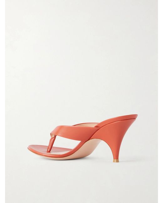 Gianvito Rossi Red Sofia 70 Leather Thong Sandals