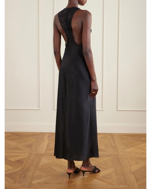 Sir Black Montparnasse Lace-Trimmed Silk-Satin Gown