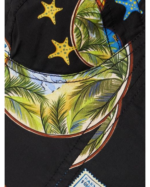 Farm Rio Blue Cropped Printed Cotton Bustier Top
