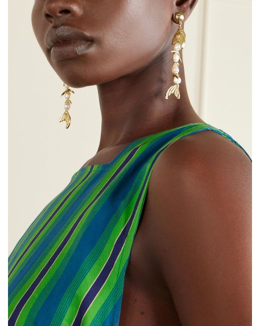 ALÉMAIS White Calypso-Tone And Pearl Drop Earrings