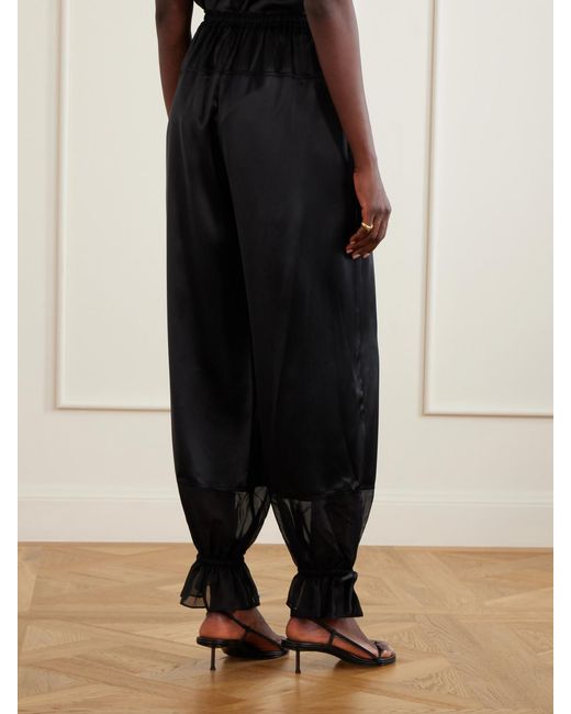 Ulla Johnson Blue Camile Cinched Ruffled Silk Balloon Pants