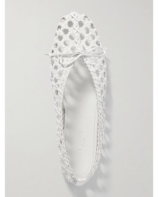 Le Monde Beryl Natural Regency Bow-Embellished Woven Leather Ballet Flats