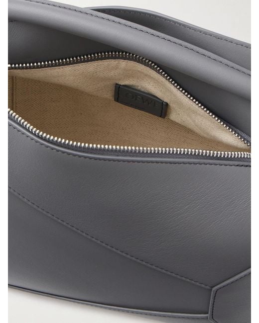 Loewe Gray Puzzle Edge Small Leather Shoulder Bag