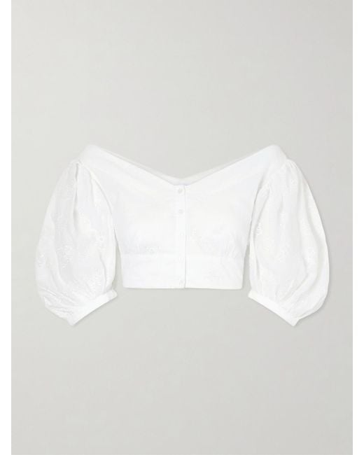 Thierry Colson White Clara Embroidered Cotton-Voile Blouse