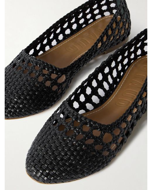 Staud White Nell Woven Leather Ballet Flats