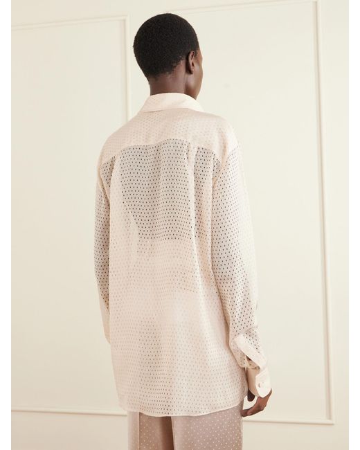Tom Ford Natural Oversized Silk-Chiffon Shirt