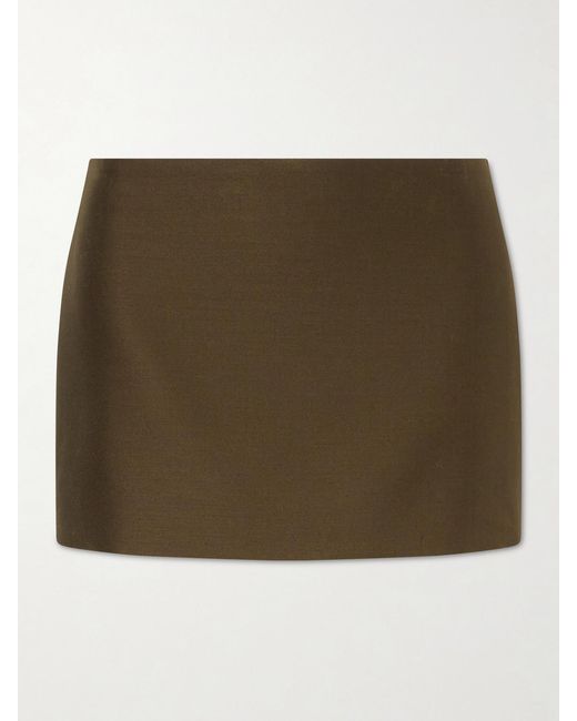 Khaite Green Jett Wool And Silk-Blend Cady Mini Skirt