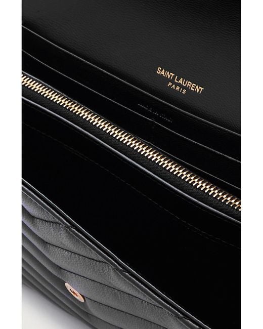 Saint Laurent Black Cassandre Schultertasche Aus Strukturiertem Matelassé-Leder