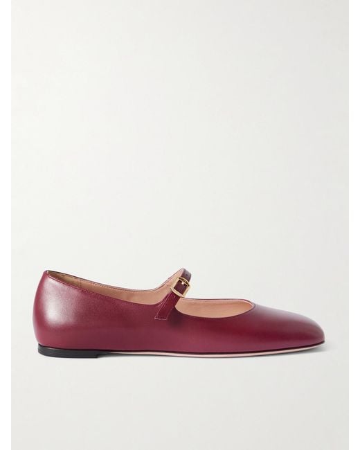 Bally Red Belkys Leather Mary Jane Ballet Flats