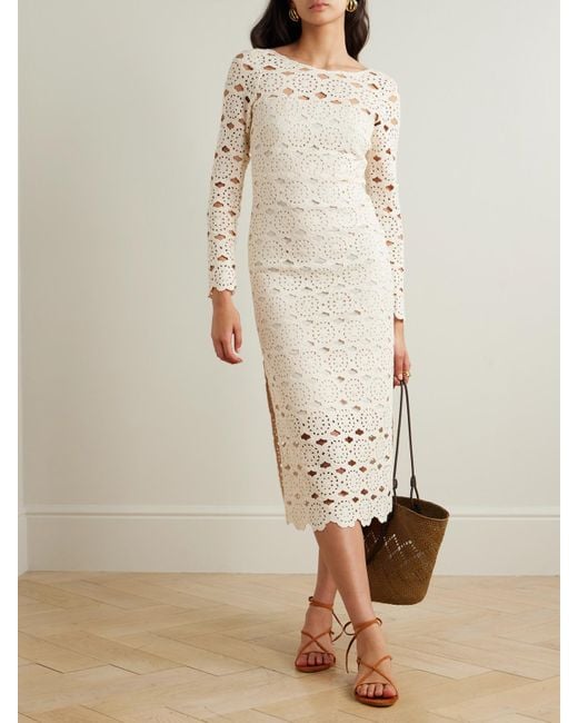 Robe Midi En Coton Crocheté Marsielle Cara Cara en coloris Natural