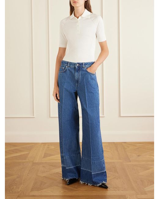 Givenchy Blue Mid-Rise Wide-Leg Jeans