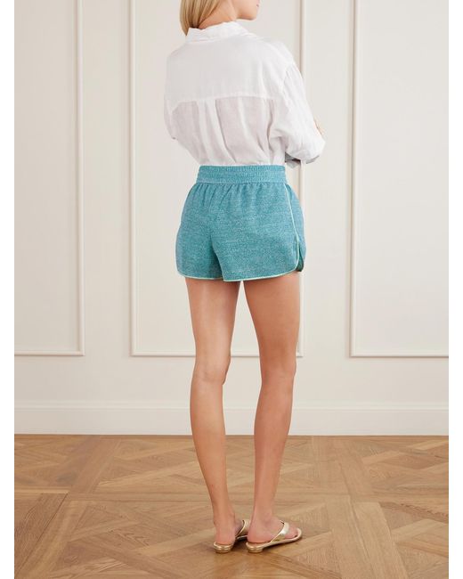 Oseree Blue Lumiere Metallic Lurex Shorts