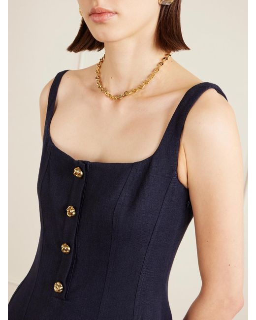 Altuzarra Blue Orrie Paneled Cotton-Blend Midi Dress
