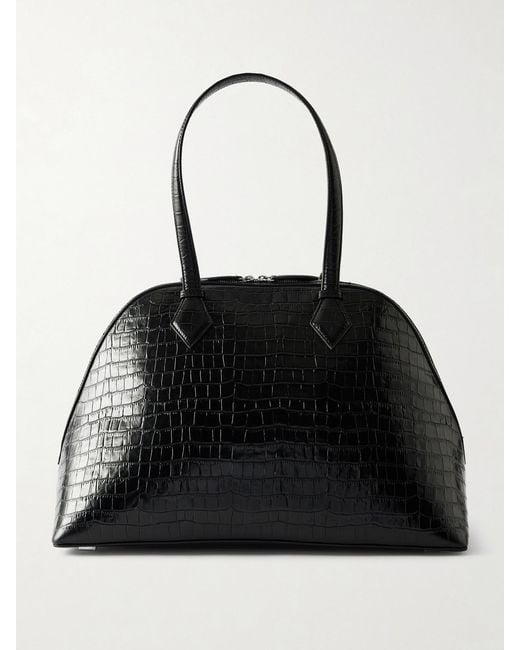 A.Emery Black Harnick Croc-Effect Leather Shoulder Bag