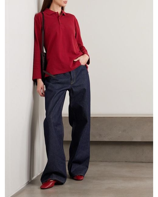 Flore Flore Red Diana Organic Cotton-Piqué Polo Shirt
