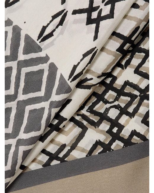 Brunello Cucinelli Natural Printed Silk-Voile Poncho