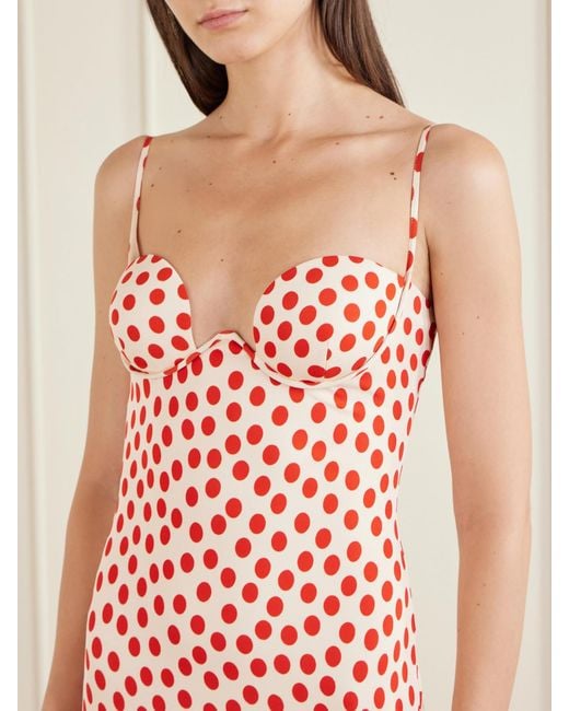 Alaïa White Polka-Dot Jersey Midi Dress