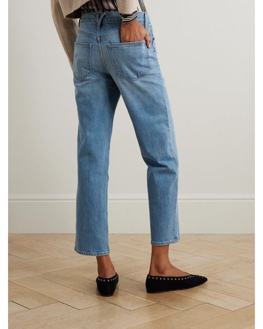 Veronica Beard Blue Leah Mid-Rise Straight-Leg Jeans