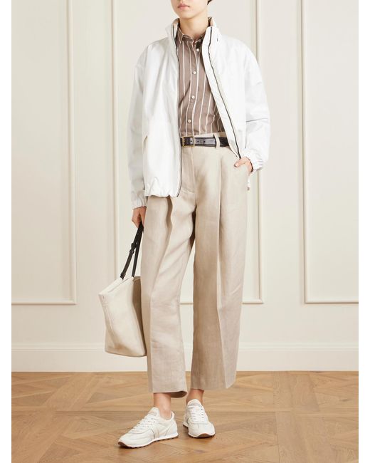Brunello Cucinelli White Appliquéd Shell Jacket