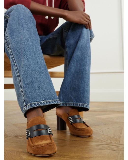 J.W. Anderson Brown Leather-Trimmed Suede Mules