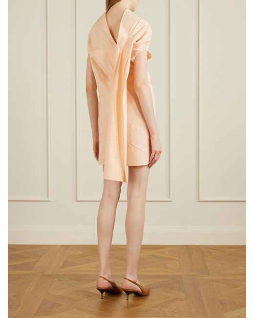 Khaite Natural Tatia Draped Cotton-Poplin Mini Dress