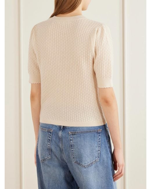 FRAME Natural The Gathered Honeycomb Cashmere Sweater