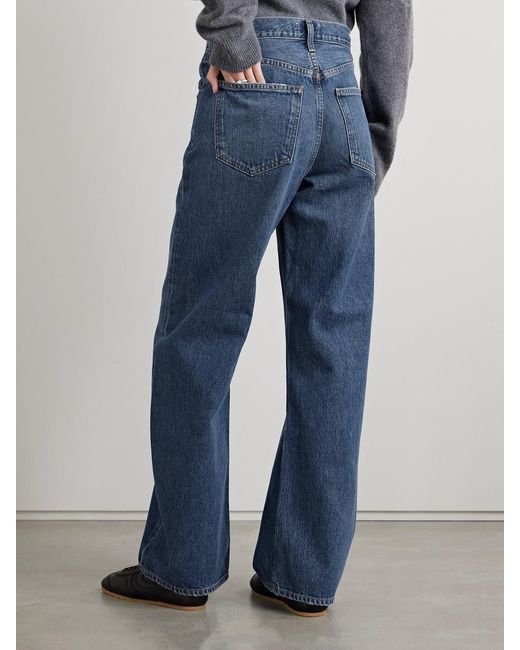Agolde Blue Low Curve Mid-Rise Wide-Leg Jeans