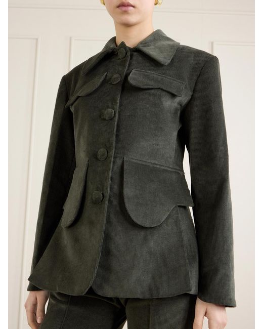 D'Estree Green Tamara Cotton-Blend Corduroy Blazer