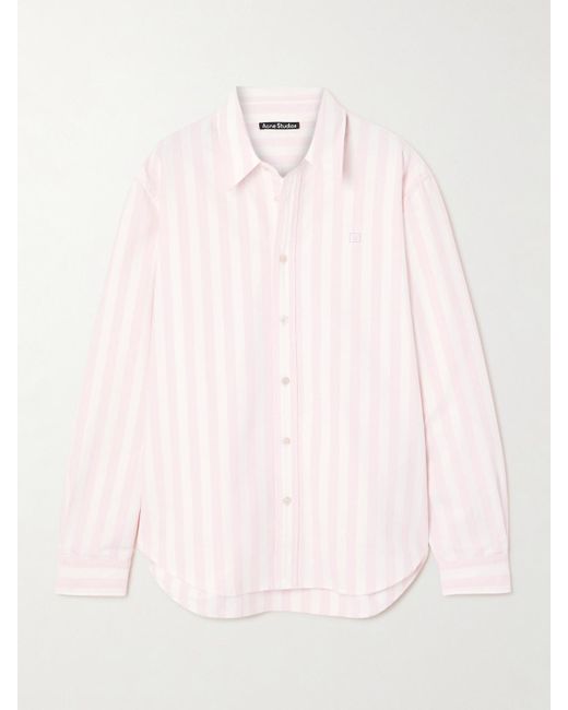 Acne Pink Hemd Aus Biobaumwoll-Oxford Mit Stickerei