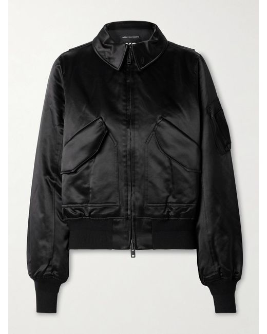 Adidas Originals Black Y-3 Wattierte Bomberjacke Aus Satin
