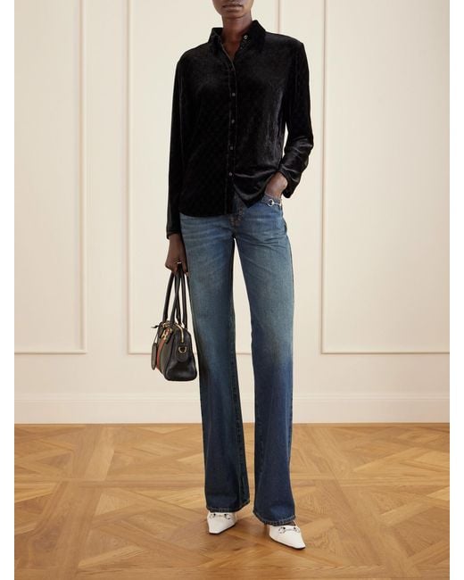 Gucci Black Borsetto Small Webbing-Trimmed Leather Shoulder Bag